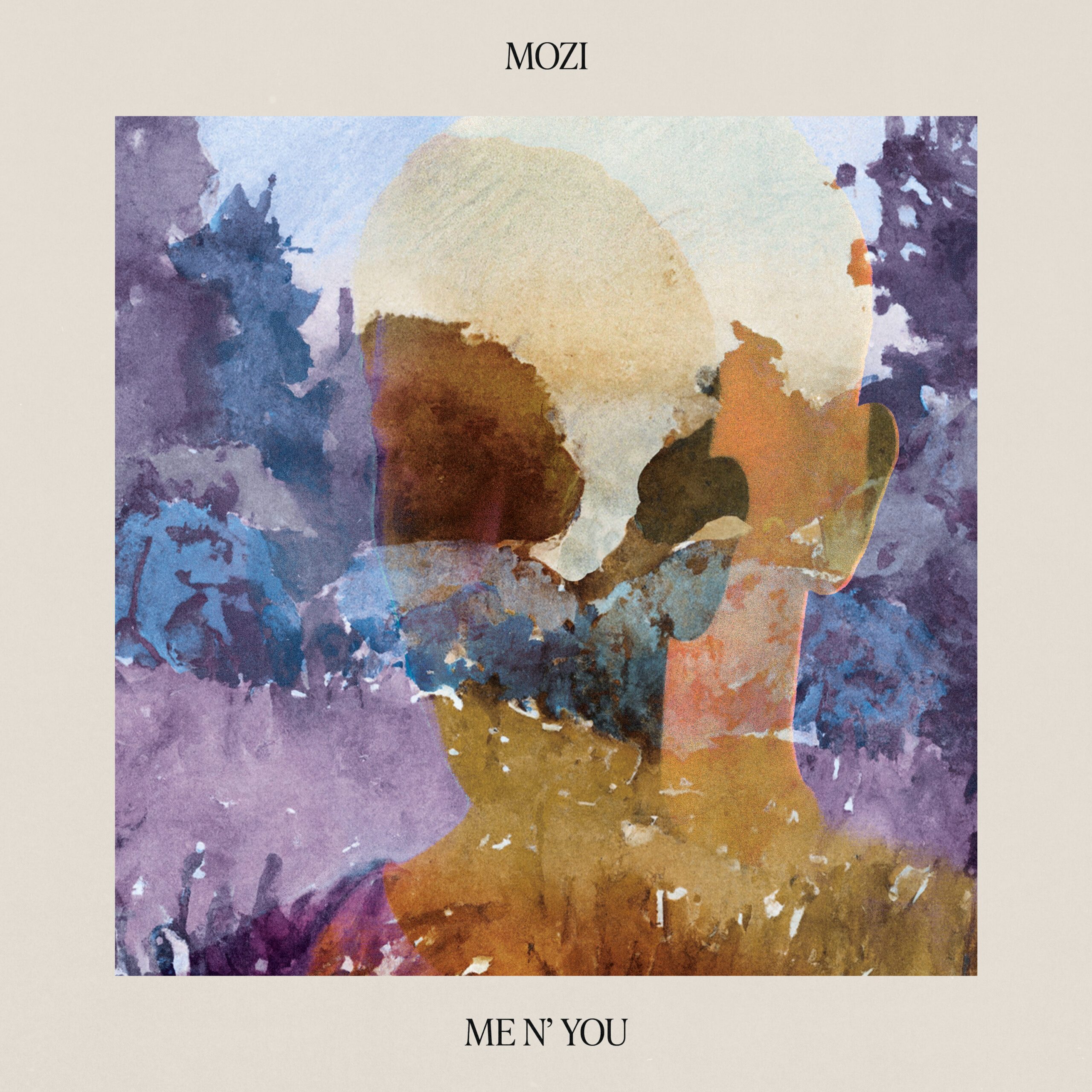 First Single Cover MOZI, Water Colored Sunset in warm colors