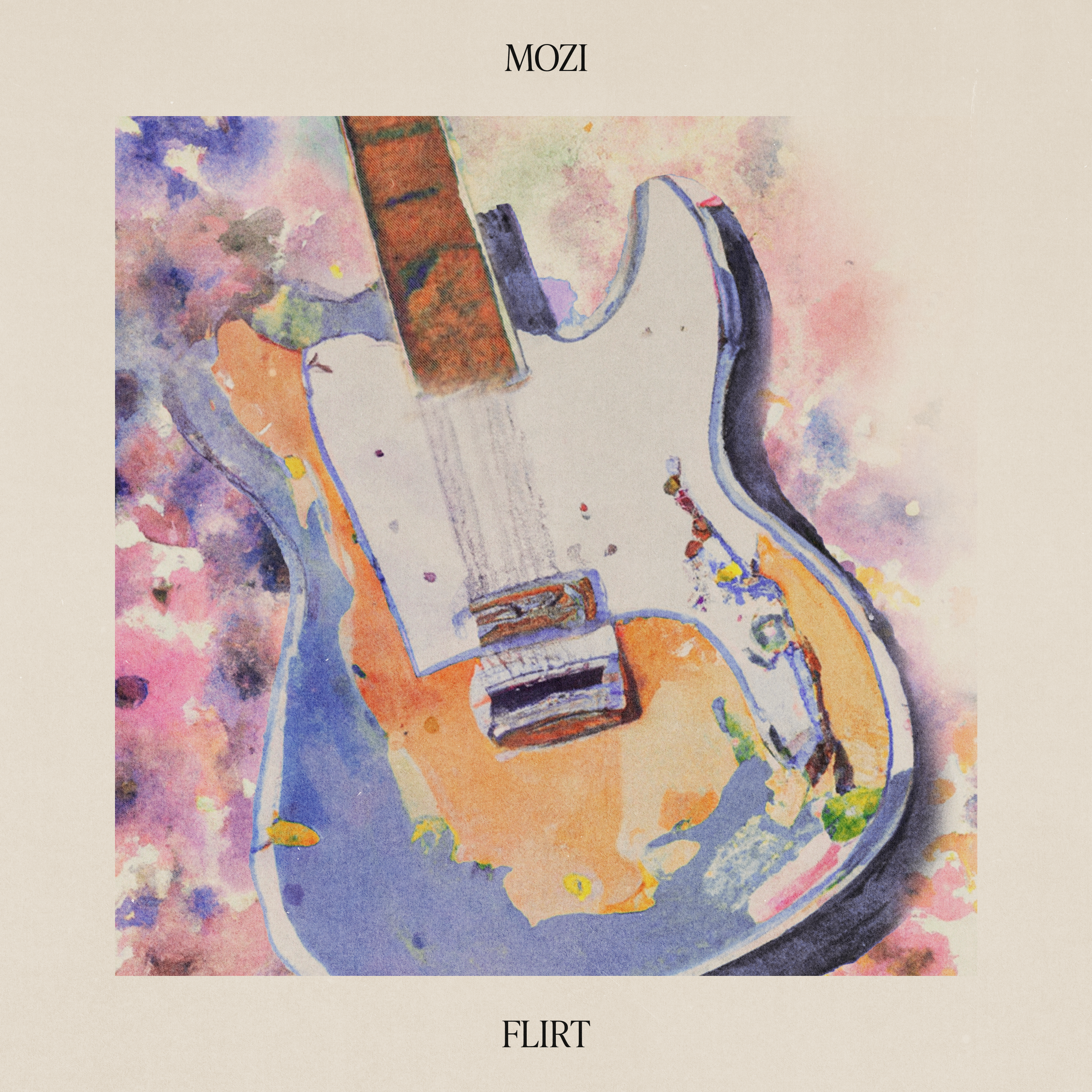 a Guitar of Mozi drawn with watercolor for MOZI Single FlIRT